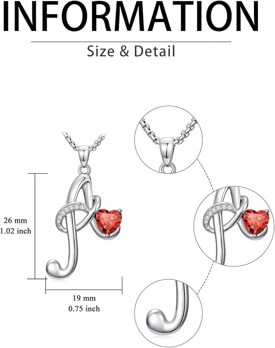 Birthday Gifts for Women Alphabet A to Z Initial Birthstone Pendant Necklaces for Women - 18k White Gold Plated Personalized Name Jewelry Anniversary Graduation Gifts for Wife Her Daughter Girlfriend(with Gift Box)