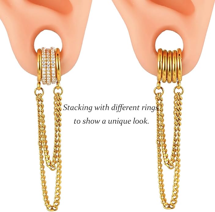 Casvort 14G Seamless Septum Piercing Rings Segment Tragus Hoop Rings 316 Surgical Stainless Steel Helix Ring Stacks for Stretched Ear Lobe Clickers Ear Hangers Body Jewelry