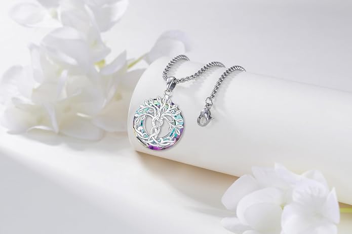Tree of Life Necklace for Women 925 Sterling Silver Family Tree of Life Pendant with Austrian Crystal 22 Inches Chain