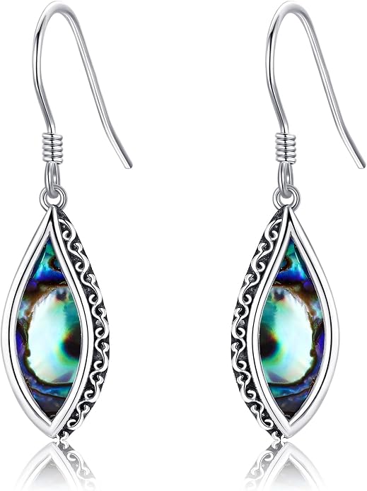 Silver Earrings for Women Sterling Silver Filigree Earrings Teardrop Dangle Drop Filigree Bohemia Jewelry Gift for Women Mother Mom