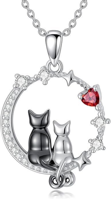 PELOVNY Teddy Bear Necklace for Women 925 Sterling Silver Bear/Highland Cow/Fox/Cat/Axolotl Birthstone Necklace Christmas Birthday Jewelry Gifts for Mom Daughter Wife Sister