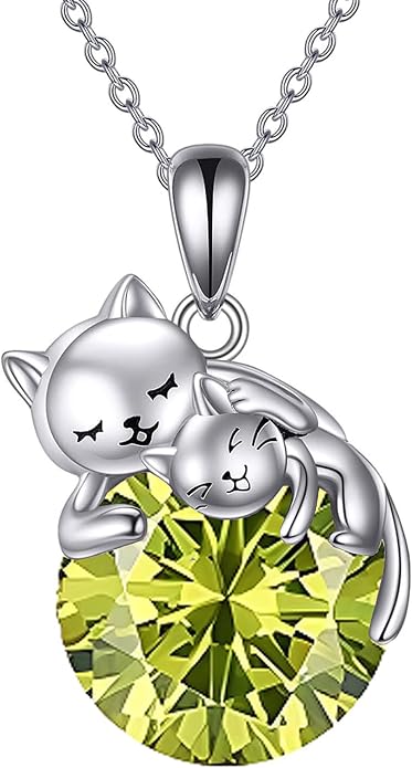 Cat Necklace Sterling Silver Cat Zircon Pendant Gothic Jewelry for Women Animal Lovers Gifts