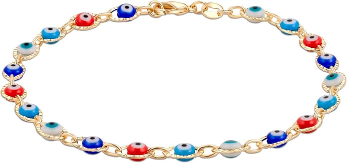 Barzel 18k Gold Plated Evil Eye Anklet Bracelet - Made In Brazil
