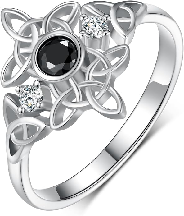 Witches Knot Ring for Women 925 Sterling Silver Celtic Knot Witches Knot Ring Irish Pagan Wiccan Jewelry for Women Mom