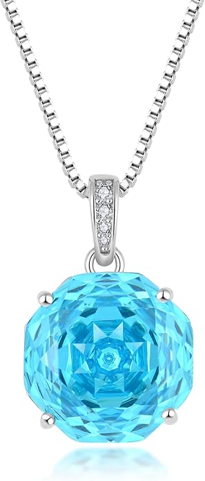 YIFISIY Rose Necklaces for Women, 925 Sterling Silver Rose cut Birthstone Pendant Octagonal Flower Jewelry Gifts for Her