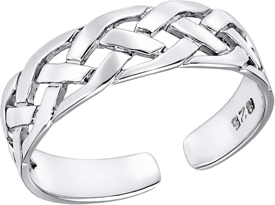 AeraVida .925 Sterling Silver Adjustable Toe Ring or Pinky Ring 5mm Wide Open Band, Stackable Minimalist Summer Foot Jewelry | Sun Moon Star Turtle Butterfly Leaf Olive Branch Ocean Wave Yin Yang Design
