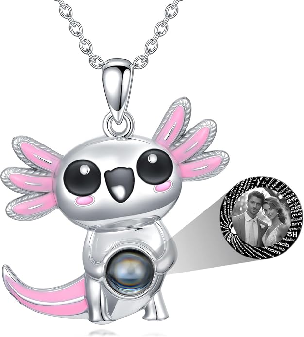 Dorunmo Axolotl Necklace 925 Sterling Silver Axolotl Birthstone Pendant Cute Animal Axolotl Jewelry Gifts for Women