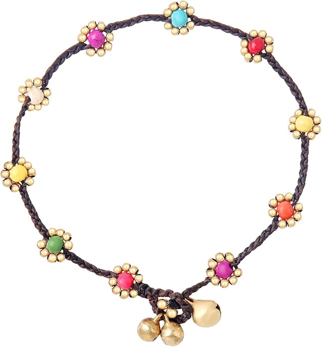Made by Nami Boho Surfer Anklet Waterproof & Adjustable Beaded Anklets for Women Beachy Ankle Bracelet Made from Waxed Cotton Rope and Beads for Summer and Hippie Style