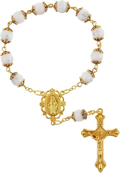 Autom Bulk Rosaries One Decade Rosary Prayer Bead Bracelets with Centerpiece and Crucifix