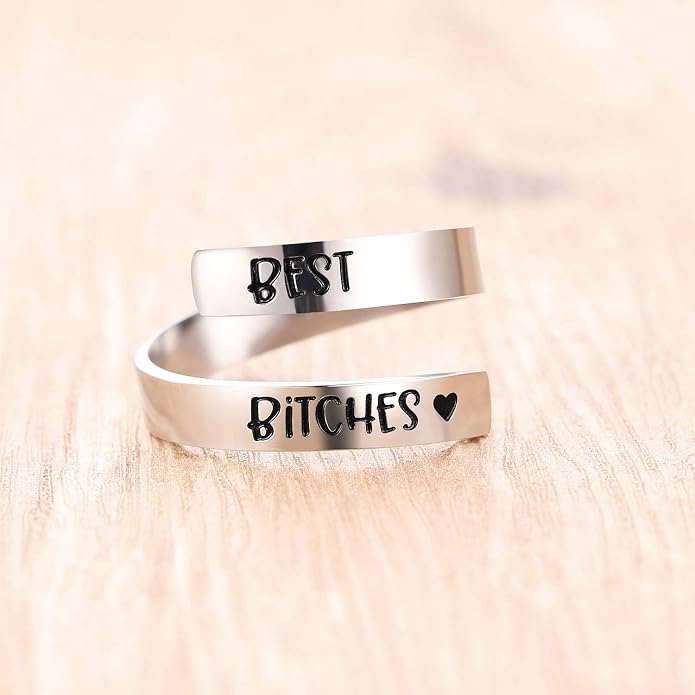 ZRAY Silver Keep Going Ring Inspirational Jewelry Stainless Steel Engraving Size Adjustable Personality Encouragement Gift for Women Teens Girls
