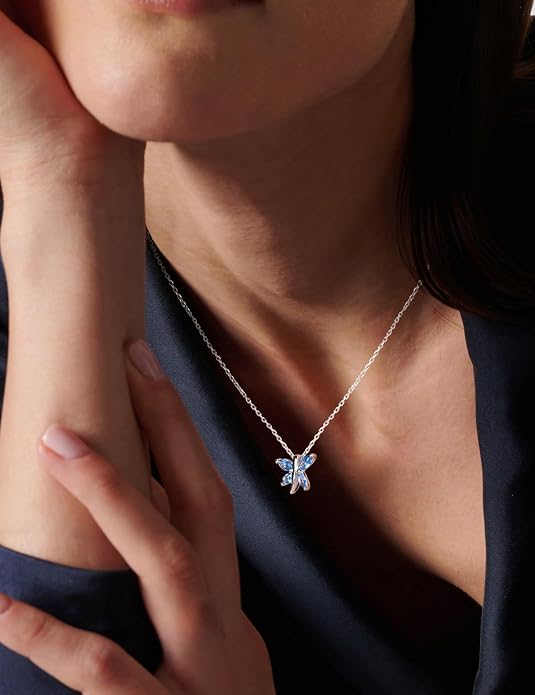 925 Sterling Silver Birthstone Necklaces for Women, Dainty Cute Dragonfly/Butterfly Pendant Necklace, Great Christmas/Anniversary Jewelry for Mother