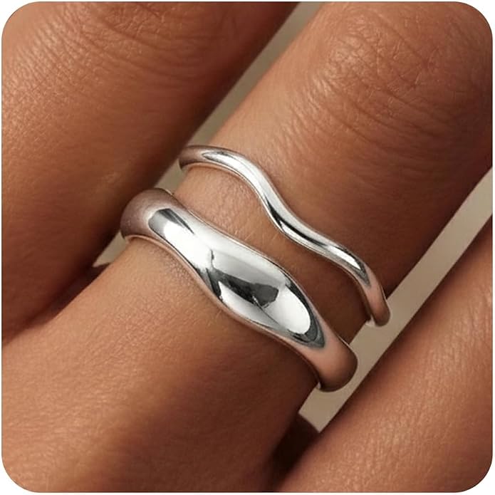 Gold Rings for Women Men Non Tarnish, Waterproof Chunky 14K Gold Plated Dainty Stackable Rings Trendy Statement Pinky Thumb Rings Engagement Eternity Wedding Band Ring Stacking Gold Jewelry Size 3 4 5 6 7 8 9 10 11