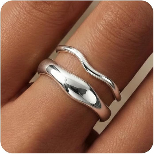 Gold Rings for Women Men Non Tarnish, Waterproof Chunky 14K Gold Plated Dainty Stackable Rings Trendy Statement Pinky Thumb Rings Engagement Eternity Wedding Band Ring Stacking Gold Jewelry Size 3 4 5 6 7 8 9 10 11