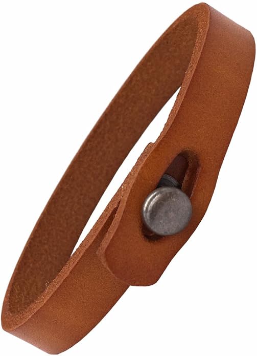 Mens Genuine Leather Bracelet - Handmade Adjustable Leather Cuff Bracelet punk Style leather wrap Wristband for Men