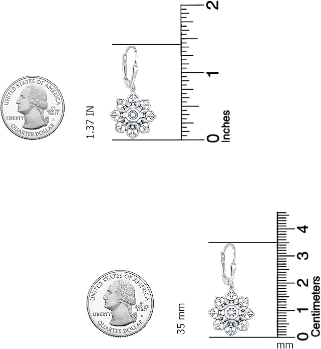 LeCalla 925 Sterling Silver Antique Earrings for Women | Filigree Leverback Dangle Earring | Drop Dangle Earrings for Women | Oxidized Silver Jewelry for Her Mom Wife