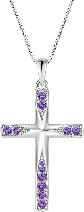 Cross Necklace for Women Birthstone Necklace for Women 925 Sterling Silver