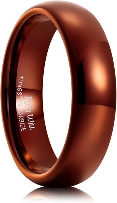 King Will Men's Women's Tungsten Carbide Ring 24k Gold Plated Rose Gold Plated Domed Polished Finish Wedding Band