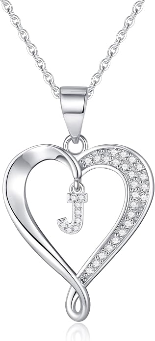 Infinity Heart Necklaces for Women, S925 Sterling Silver Initial Necklace Womens Jewelry Mothers Day Gifts Girls Valentines Gifts for Her Christmas Birthday Gifts for Women Mom Wife Girlfriend