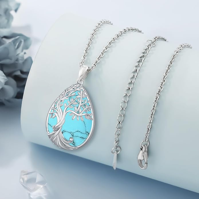 Tree of Life Necklace Family Teardrop/Heart Pendant Mother Jewelry Gifts for Women Grandma Wife Mom