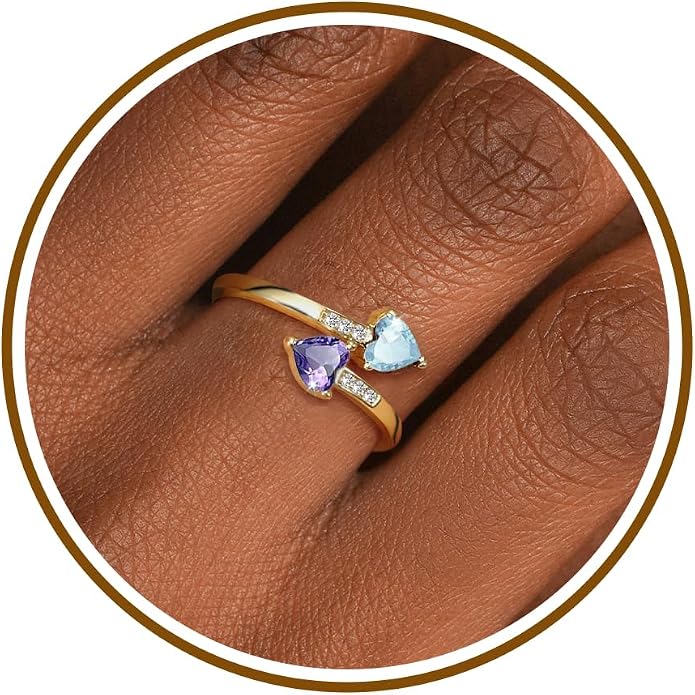 Btysun Mothers Day Gifts, Birthday Gifts for Women Non Tarnish Gold Rings Adjustable 1-12 Birthstone Rings Birthday Gift for Wife Mom Stocking Stuffers Promise Ring Anniversary Wedding Jewelry