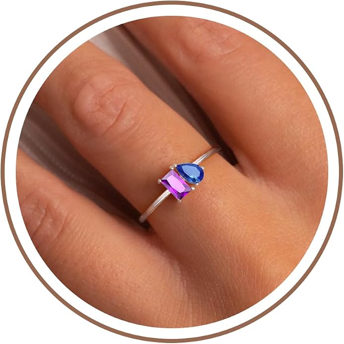 Birthstone Rings for Women, Non Tarnish Gold Rings 2026 Graduation Gifts Birthday Gift Trendy Teen Girl Stuff Dainty 14K Plated Adjustable CZ Stacking Promise Ring Anniversary Jewelry for Friend Sister Girlfriend Daughter