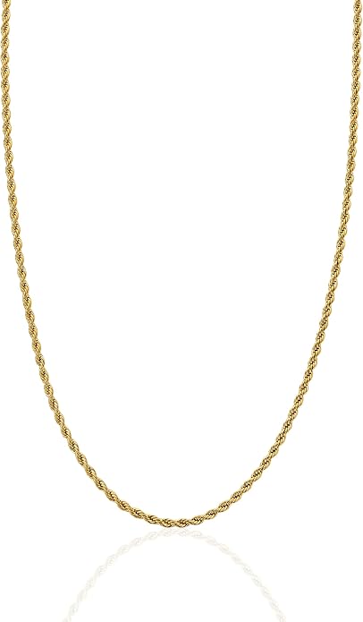 CRAFTD - Gold Rope Link Chain - Durable 18K Gold & 316L Stainless Steel - Waterproof, Heat & Sweat Resistant - Gifts for Men - Men's Jewelry