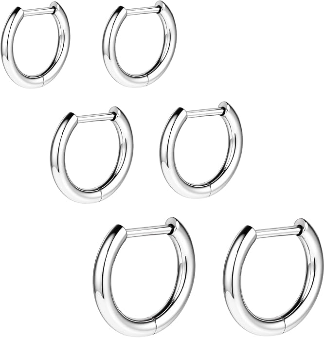 AOEDEJ G23 Titanium Hoop Earrings 18G Small Huggie Earrings Medical Grade Titanium Earring 8mm/10mm/12mm Cartilage Earring Hoop for Women Men Sensitive Ears