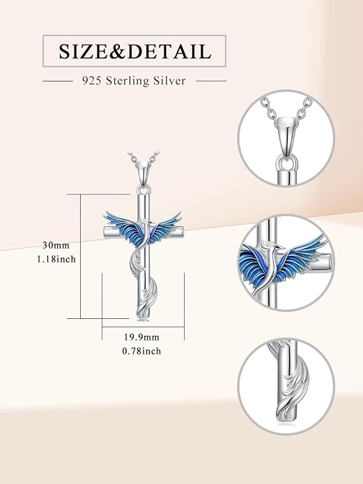 TOUPOP Phoenix Necklace 925 Sterling Silver Crystal Pendant Phoenix Rising Jewelry Women Birthday Mothers Day Gifts for Women
