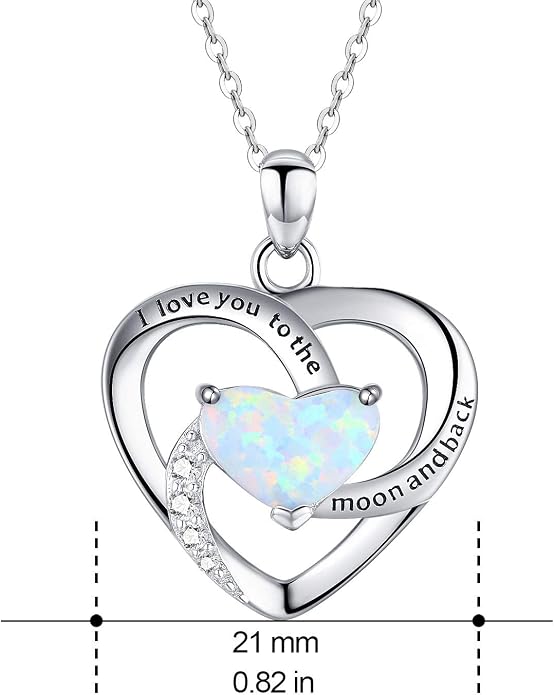 Cuoka 925 Sterling Silver Heart Necklace I Love You to The Moon and Back Pendant Sun Star Moon Necklace Jewelry for Women with Gifts Box