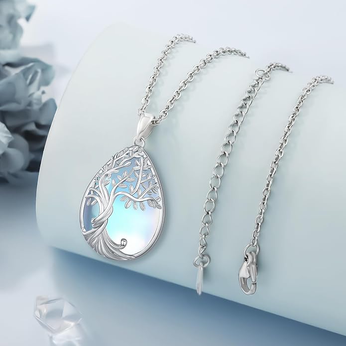 Tree of Life Necklace Family Teardrop/Heart Pendant Mother Jewelry Gifts for Women Grandma Wife Mom