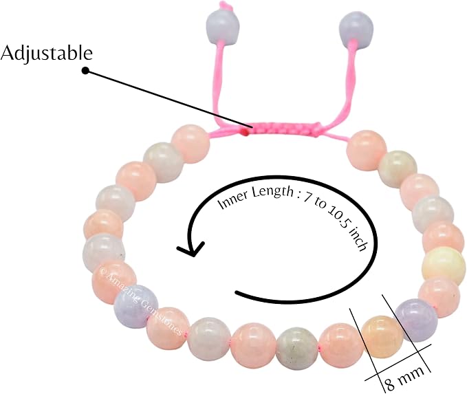 Amazing Gemstone Morganite Bracelet for Women Men's Gifts - Protection Healing Crystal Bracelet - 8mm Gemstones Beaded Adjustable Bracelet Pulseras para Hombres Mujer Stocking Stuffers