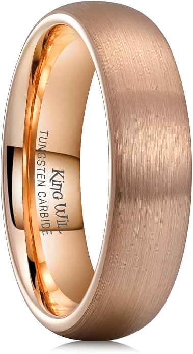 King Will Wedding Band for Men Women, 2/4/6/7/8mm Domed Matte Brushed Tungsten Carbide Rings, Solid/Dual Color Engagement Rings, Comfort Fit