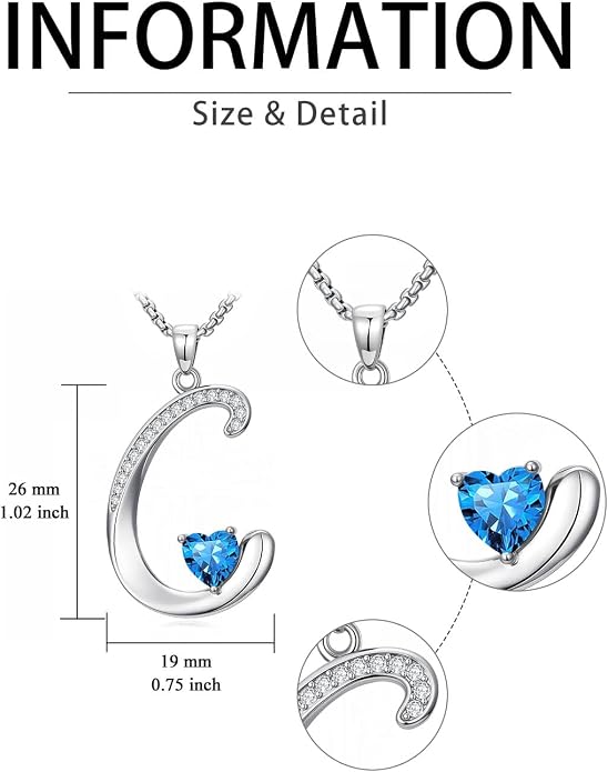 Birthday Gifts for Women Alphabet A to Z Initial Birthstone Pendant Necklaces for Women - 18k White Gold Plated Personalized Name Jewelry Anniversary Graduation Gifts for Wife Her Daughter Girlfriend(with Gift Box)
