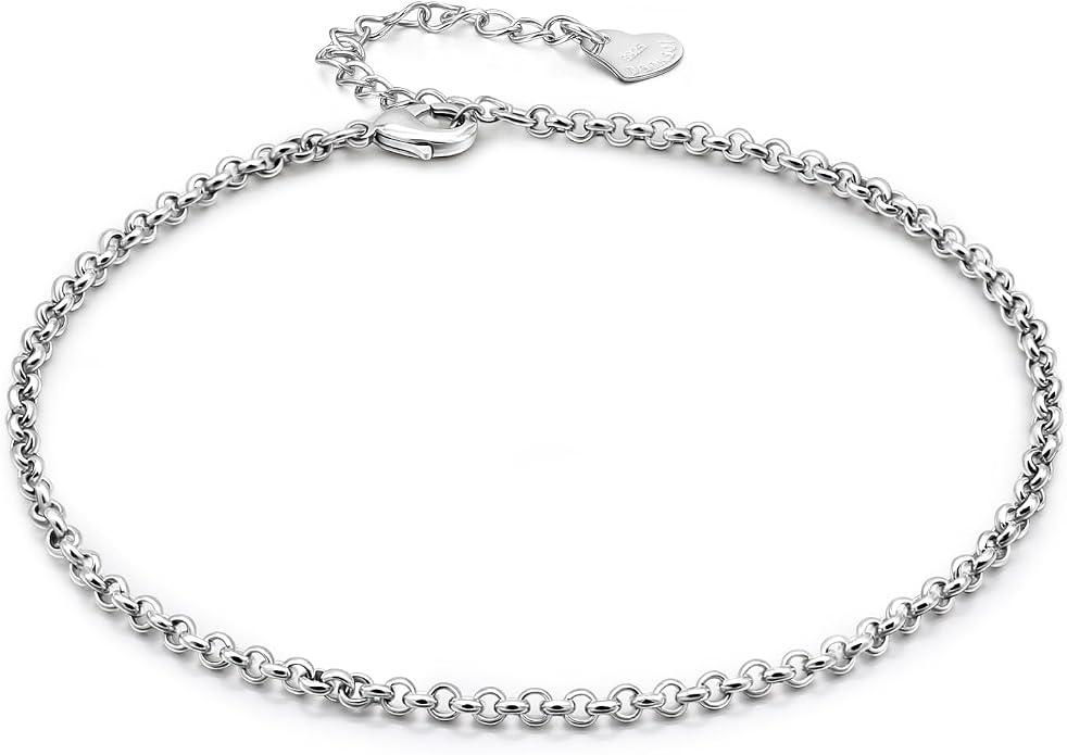 Dankadi Women 925 Sterling Silver Anklets Bracelet Men Simple Chopin/Box Chain/Twist Rope Chain Summer Beach Foot 24k Gold Plated Jewelry Gift