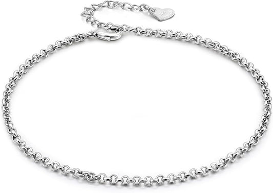 Dankadi Women 925 Sterling Silver Anklets Bracelet Men Simple Chopin/Box Chain/Twist Rope Chain Summer Beach Foot 24k Gold Plated Jewelry Gift