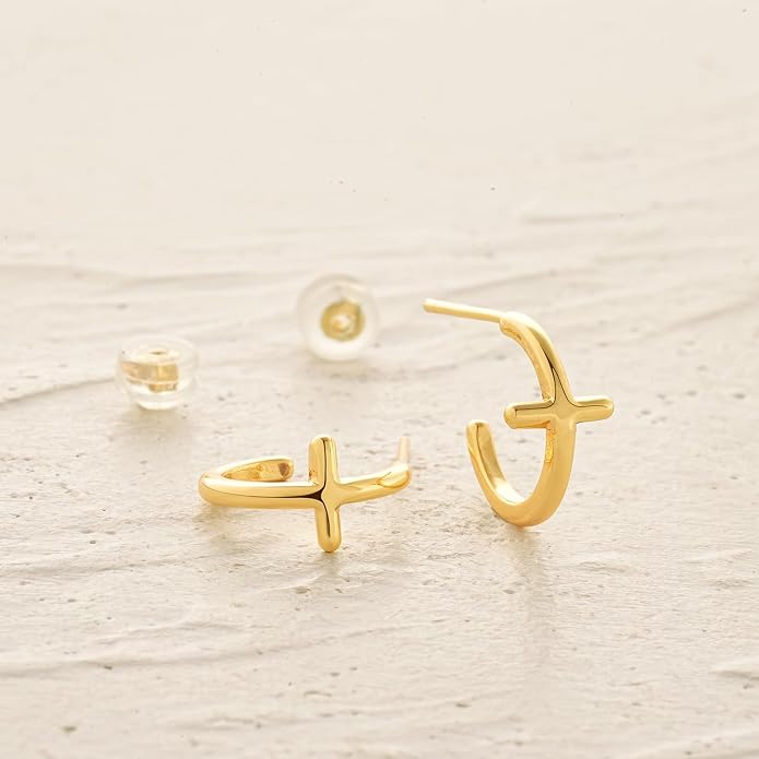 MYEARS Women Hoop Earrings Gold 14K Gold Filled Small Simple Handmade Hypoallergenic Everyday Illusion Jewelry
