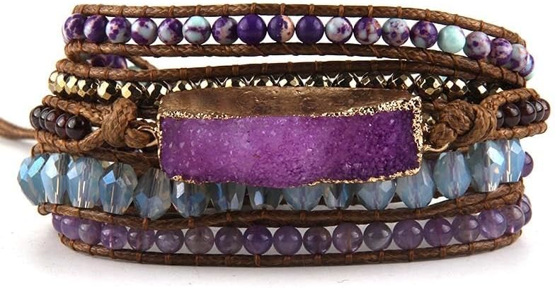 Women Wrap Bracelets Boho Natural Stone Jasper Turquoises Strand Bracelet Jewelry Collection