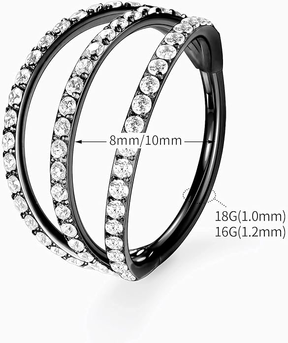 316L Surgical Steel Septum Clicker Ring Nose Ring Hoop Sleeper Hoop Earring Helix Rook Conch Cartilage Daith Tragus Earrings Lobe Nose Piercing Jewelry for Women
