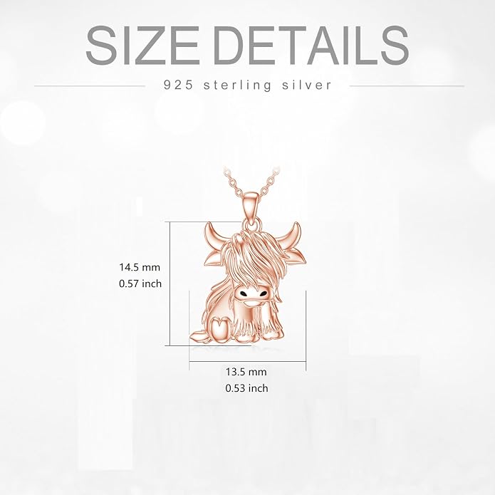 Highland Cow Gifts for Women 925 Sterling Silver Highland Cow Birthstone Necklace Fluffy Cow Jewelry Gifts Birthday Christmas