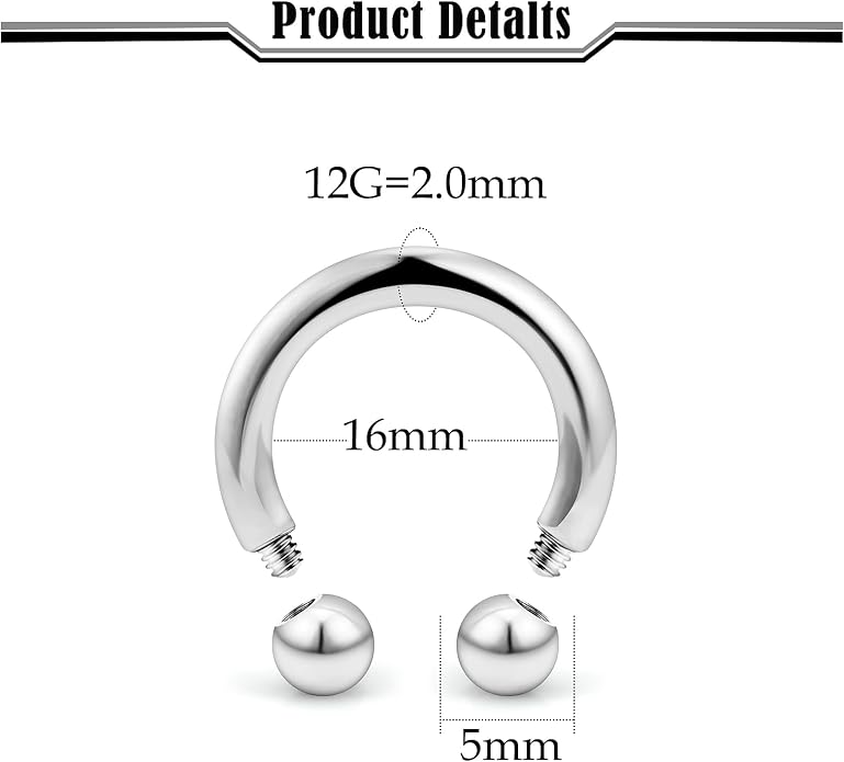 20G-2G ASTM F136 Titanium Septum Rings Nose Ring Hoops Circular Barbell Helix Snug Tragus Rook Daith Cartilage Earring Sneke Bites Lip Ring Hoop Smiley Piercing Jewelry for Women Men 6mm-19mm