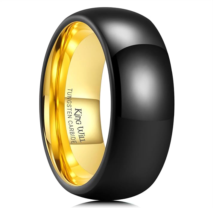 King Will Tungsten Carbide Wedding Band for Men Women Promise Rings for Couples Domed High Polish