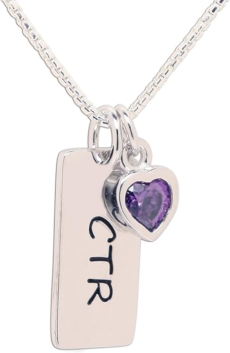 Cherished Moments Girl's .925 Sterling Silver CTR Bar Necklace with Simulated Birthstone Heart Charm