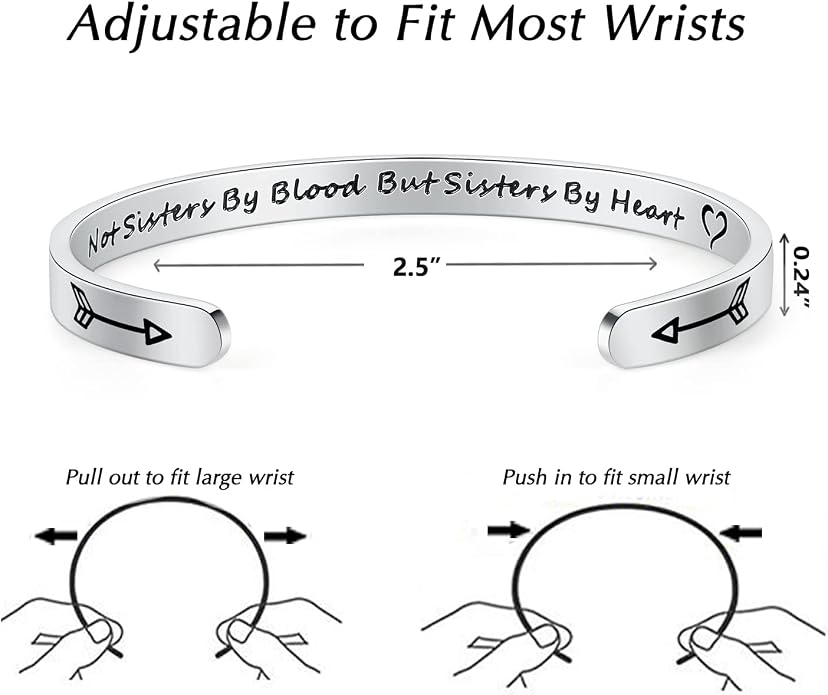 TONY & SANDY Inspirational Bracelets for Women Teen Girls Personalized Gifts for Daughter Granddaughter Mom Sister Friends Stainless Steel Engraved Cuff Birthday Easter Christmas