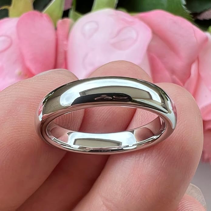 TUTISS 2mm 3mm 4mm 5mm 6mm 7mm 8mm 10mm White Tungsten Rings for Men Women Engagement Wedding Bands Domed Polished Shiny Comfort Fit