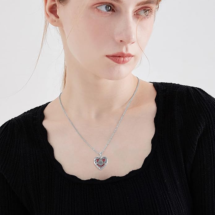 SOULMEET Personalized Silver Locket Necklace That Holds Pictures Photo Keep Someone Near to You, Memorial Custom Lockets Necklaces Letters Engraving for His Her
