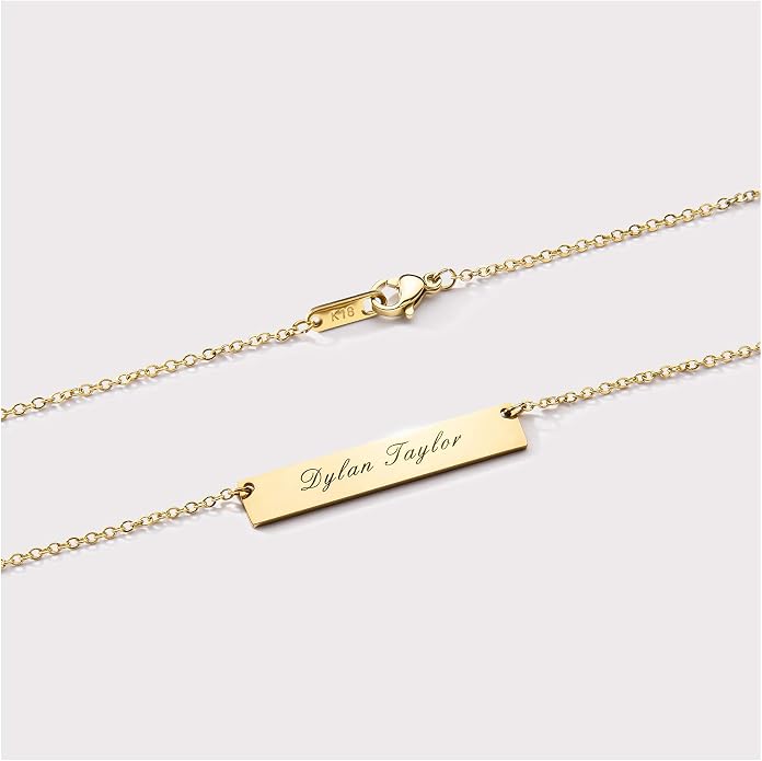 Personalized Necklace for Women, Custom Name Bar Pendant, Graduation Gift or Mothers Day Gift for Her, Gold Name Plate for Mom