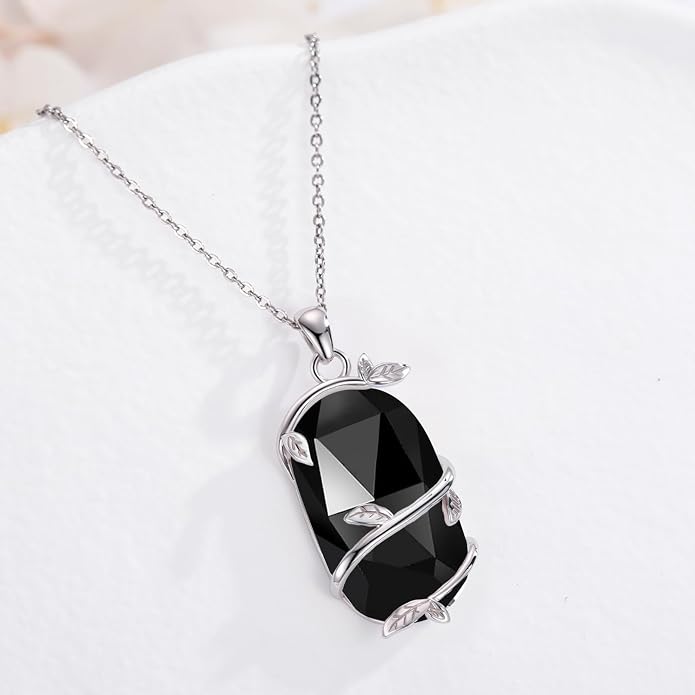 Bar Opal Leaf Necklace For Women S925 Sterling Silver White Opal Pendant with Leaf Charm Bar Pendant Jewelry Gift For Mom Daughter Wife