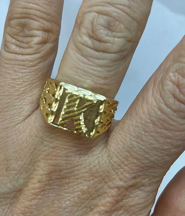 Nugget Style Initial Letter Ring, A-Z, 18K Gold Plated, Non Tarnish