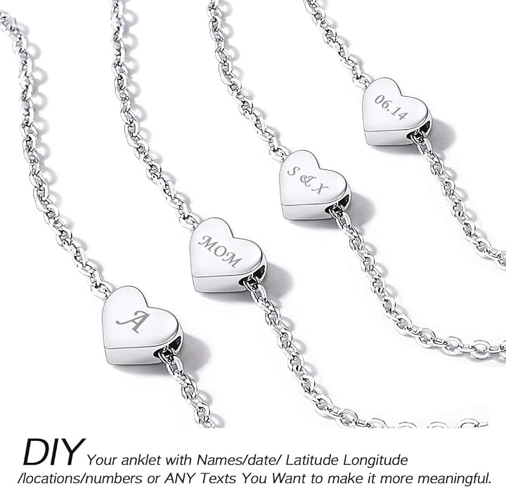 ChicSilver Personalized 925 Sterling Silver Tiny Heart/Moon/Star/Sun/Dot/Triangle Anklets Simple Dainty Foot Jewelry for Women, Silver/Gold Plated/Rose Gold Plated