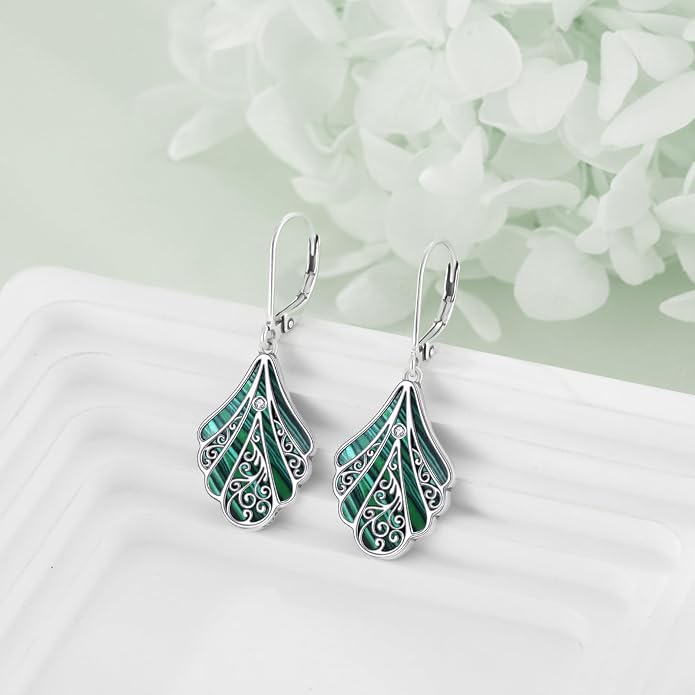 Abalone Shell Dangle Drop Earrings for Women 925 Sterling Silver Filigree Bohemian Earrings Jewelry Gift